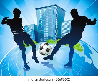 Soccer Action player. Original Vector illustration sports series. Abstract Classical football poster