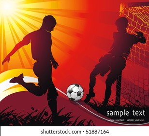 Soccer Action player. Team on beautiful Abstract Background. Original Vector illustration sports series. Abstract Classical football poster.