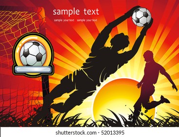 Soccer Action player. Team on beautiful Abstract Background. Original Vector illustration sports series. Abstract Classical football poster.