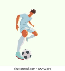 Soccer action player. vector illustration of soccer player receiving the pass. football player during a game