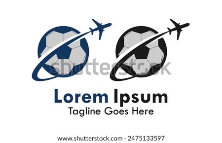 Soccer airplane design logo template illustration