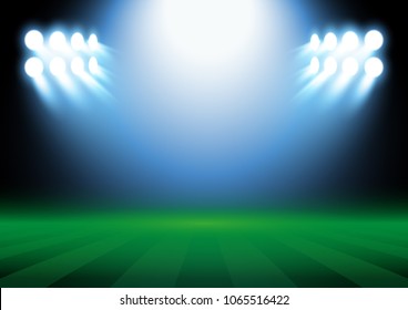 Soccer arena with bright light, template background for design, vector illustration