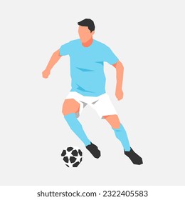 soccer athlete dribbling the ball. concept of sport, football, activity. suitable for print, poster, sticker. flat vector graphics.