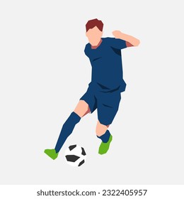 soccer athlete dribbling the ball. concept of sport, football, activity. suitable for print, poster, sticker. flat vector graphics.