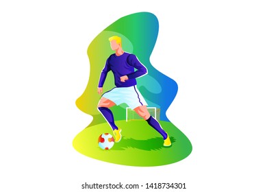 Soccer Athlete Vector Concept Illustration, Suitable for web landing page, ui, mobile app, editorial design, flyer, banner, and other related occasion