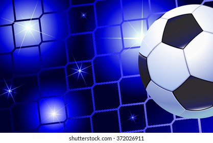 Soccer background. Soccer ball in the net gate