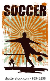 soccer background with best player shooting