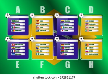 Soccer background, Brazil 2014 group stage/vector illustration 