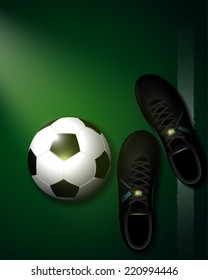 Soccer background concepts on a green grass.