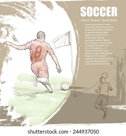 Soccer background Design. Hand drawn.