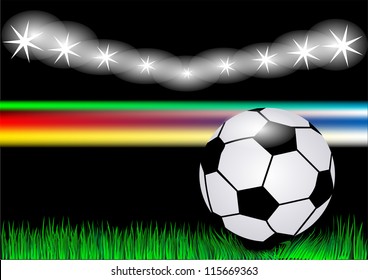 soccer background with grass, light  and ball
