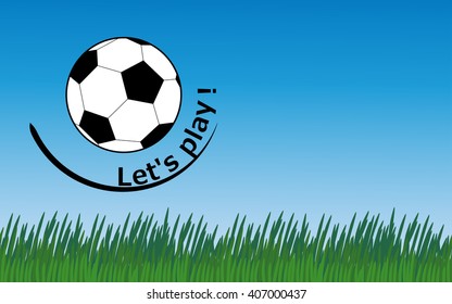 Soccer background - seamless horizontal grass pattern with logo of football soccer ball. Sport elements for your design. 