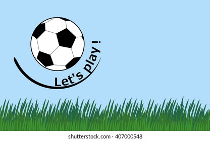 Soccer background - seamless horizontal grass pattern with logo of football soccer ball. Sport elements for your design. 