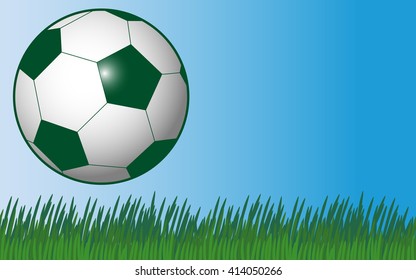 Soccer background - seamless horizontal grass pattern with logo of football soccer ball. Sport elements for your design. Sport backdrop.