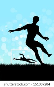 Soccer Background with two Players. Original Vector illustration sports series. Classical football poster.