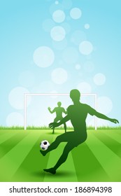 Soccer Background with two Players. Original Vector illustration sports series. Classical football poster.