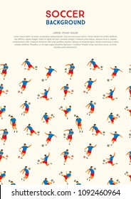 Soccer background. Vector template with soccer players. Design element for card, poster, flyer and other use.