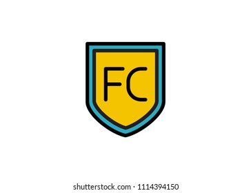 Soccer badge icon, filled line icon
