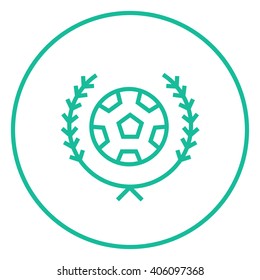 Icono de línea de insignia de fútbol.