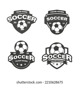 Soccer badge logo illustration with old black vintage style