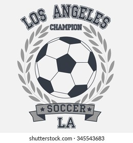 soccer badge los angeles champion t-shirt - vector