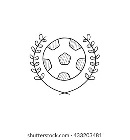 Soccer badge vector sketch icon isolated on background. Hand drawn Soccer badge icon. Soccer badge sketch icon for infographic, website or app.