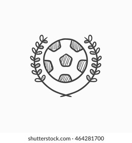 Soccer badge vector sketch icon isolated on background. Hand drawn Soccer badge icon. Soccer badge sketch icon for infographic, website or app.