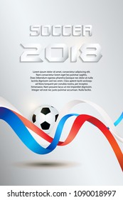 Soccer ball 2018 Poster Soccer ball banner design White Russia flag color concept design.