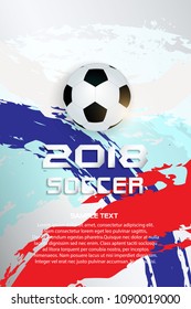 Soccer ball 2018 Poster Soccer ball banner design White Russia flag color concept design.