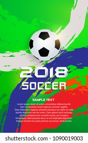 Soccer ball 2018 Poster Soccer ball banner design White Russia flag color concept design.