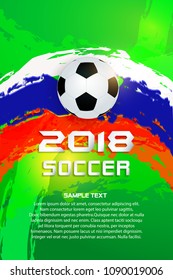 Soccer ball 2018 Poster Soccer ball banner design White Russia flag color concept design.