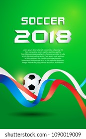 Soccer ball 2018 Poster Soccer ball banner design White Russia flag color concept design.