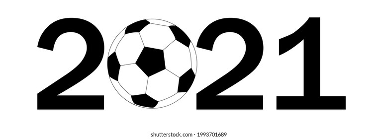 Soccer ball with 2021. vector simple icon.Football icon in flat style isolated on white background.