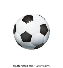 Soccer ball 3D icon isolated on white. Realistic 3d object football ball cartoon style. Sports football game. Sport, football world championship concept. Render vector illustration