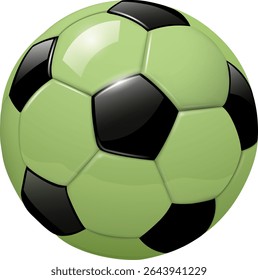 soccer ball 3D icon isolated, green black vector illustration
