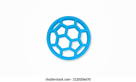 soccer ball 3d line flat color icon. Realistic vector illustration. Pictogram isolated. Top view. Colorful transparent shadow design.