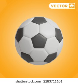 juego de iconos vectoriales 3D de la pelota de fútbol, en un fondo naranja