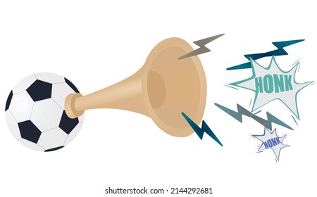 Soccer Ball Air Horn Honk Image. Vector