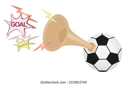 Soccer Ball Air Horn Honk Image. Vector