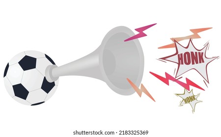 Soccer Ball Air Horn Honk Image. Vector