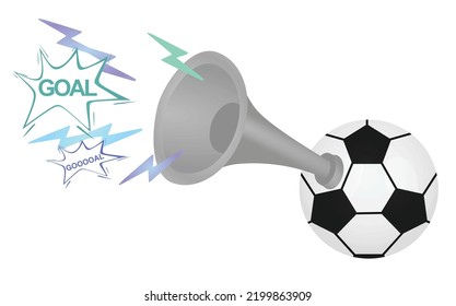 Soccer Ball Air Horn Honk Image. Vector