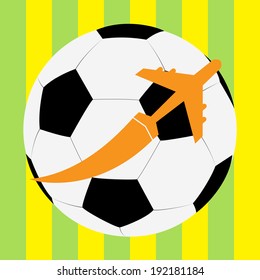 Soccer ball with airplane , vector format
