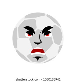 Soccer ball angry Emoji. Football Ball evil aggressive emotion avatar
