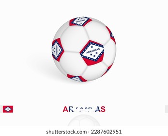 Soccer ball with the Arkansas flag, football sport equipment. Vector illustration.