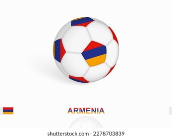 Soccer ball with the Armenia flag, football sport equipment. Vector illustration.
