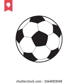 Soccer ball or association football flat vector icon for sports apps and websites