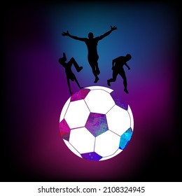 Soccer ball and athletes. Vector illustration