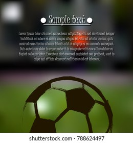 Soccer ball background. Football banner with soccer ball and text field on green background. Vector illustration