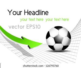 Soccer ball background with net and arrow