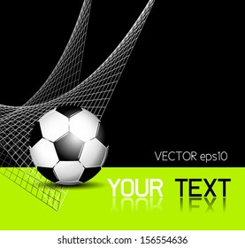 Soccer ball background with net - football flyer template